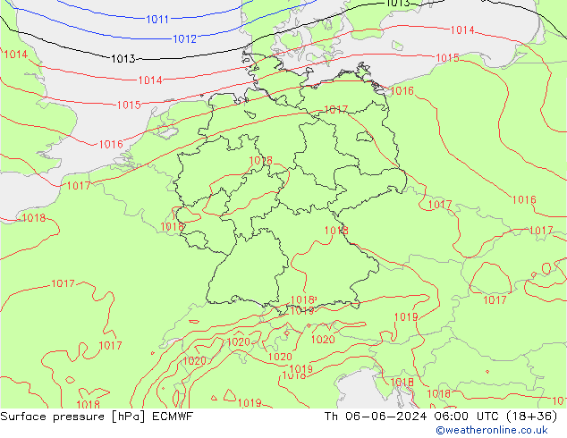 Luchtdruk (Grond) ECMWF do 06.06.2024 06 UTC