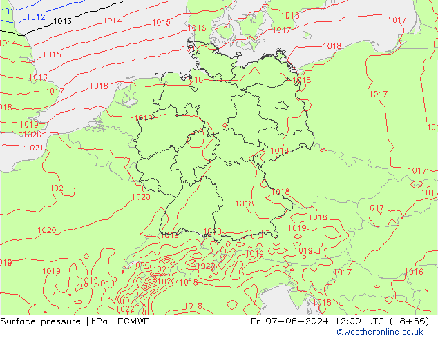 pressão do solo ECMWF Sex 07.06.2024 12 UTC