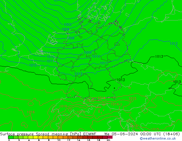 Bodendruck Spread ECMWF Mi 05.06.2024 00 UTC