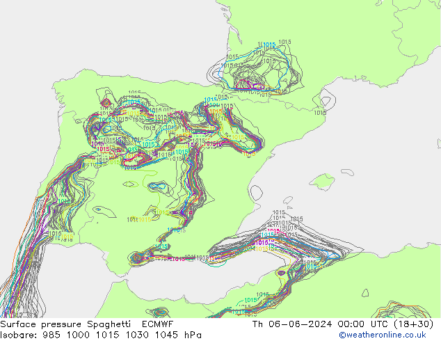 pression de l'air Spaghetti ECMWF jeu 06.06.2024 00 UTC