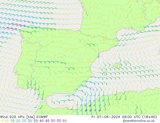 Viento 925 hPa ECMWF vie 07.06.2024 06 UTC