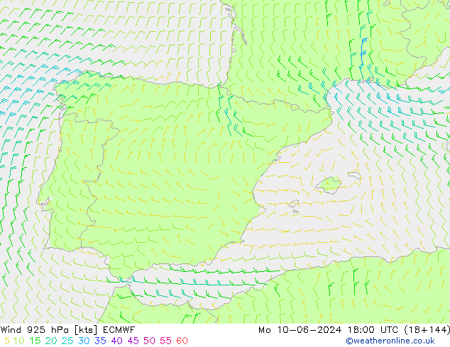 Vento 925 hPa ECMWF Seg 10.06.2024 18 UTC