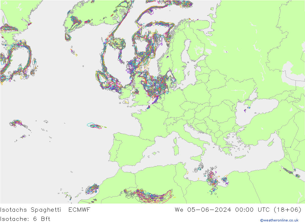 Isotachs Spaghetti ECMWF We 05.06.2024 00 UTC