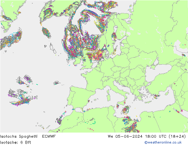 Isotachs Spaghetti ECMWF  05.06.2024 18 UTC