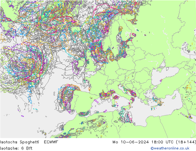 Eşrüzgar Hızları Spaghetti ECMWF Pzt 10.06.2024 18 UTC