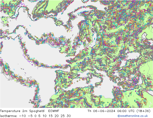 Temperaturkarte Spaghetti ECMWF Do 06.06.2024 06 UTC