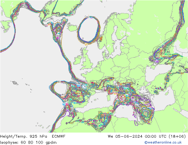 Height/Temp. 925 гПа ECMWF ср 05.06.2024 00 UTC