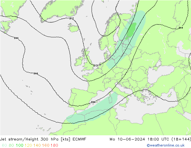 Jet stream ECMWF Seg 10.06.2024 18 UTC