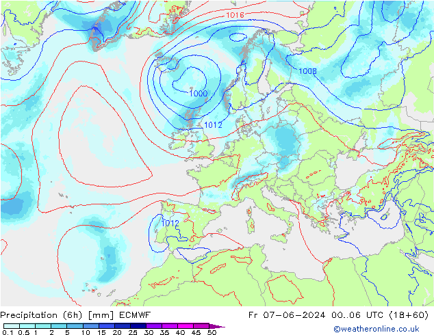 Yağış (6h) ECMWF Cu 07.06.2024 06 UTC