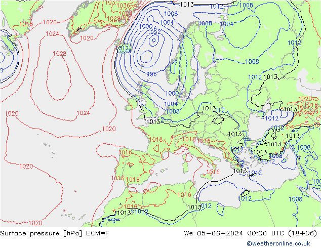 pression de l'air ECMWF mer 05.06.2024 00 UTC