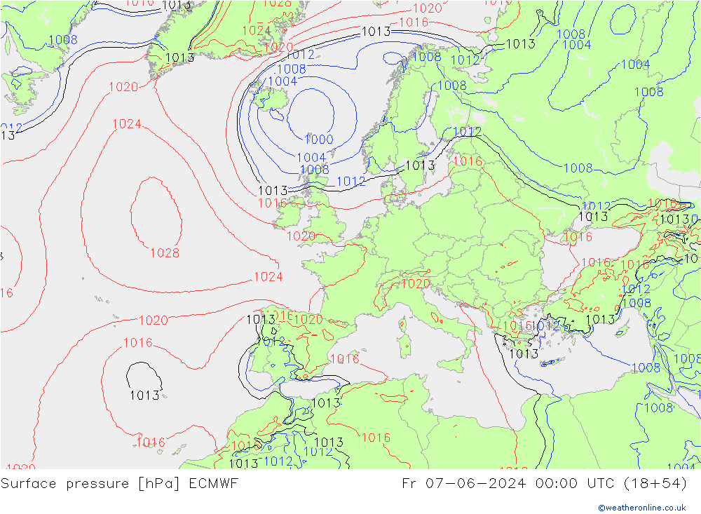 Surface pressure ECMWF Fr 07.06.2024 00 UTC