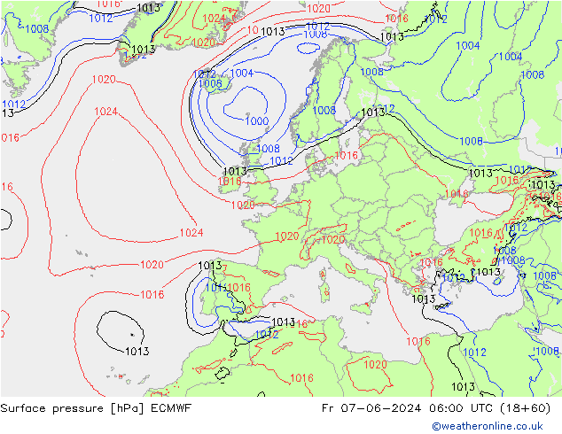 pression de l'air ECMWF ven 07.06.2024 06 UTC