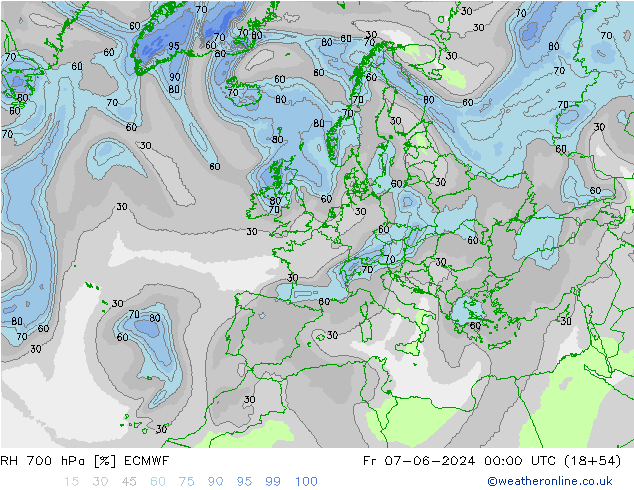 RH 700 hPa ECMWF Fr 07.06.2024 00 UTC