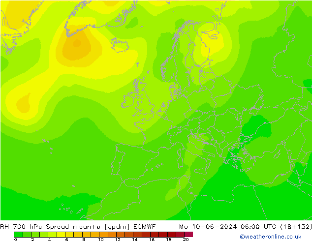 RH 700 hPa Spread ECMWF Seg 10.06.2024 06 UTC