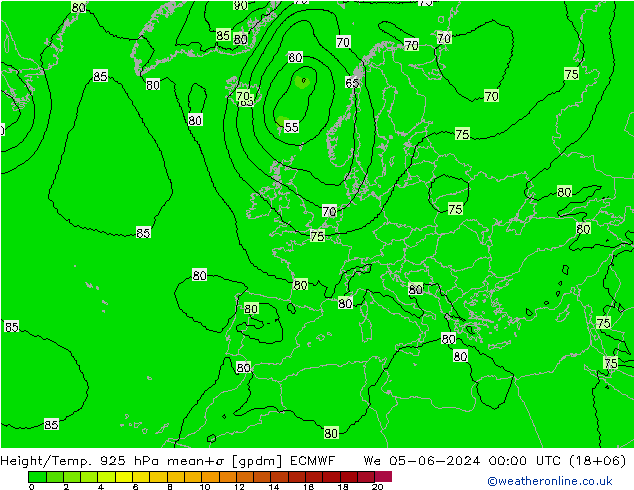 Height/Temp. 925 hPa ECMWF Qua 05.06.2024 00 UTC