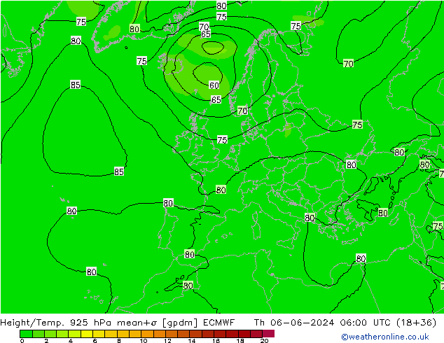 Height/Temp. 925 hPa ECMWF Do 06.06.2024 06 UTC