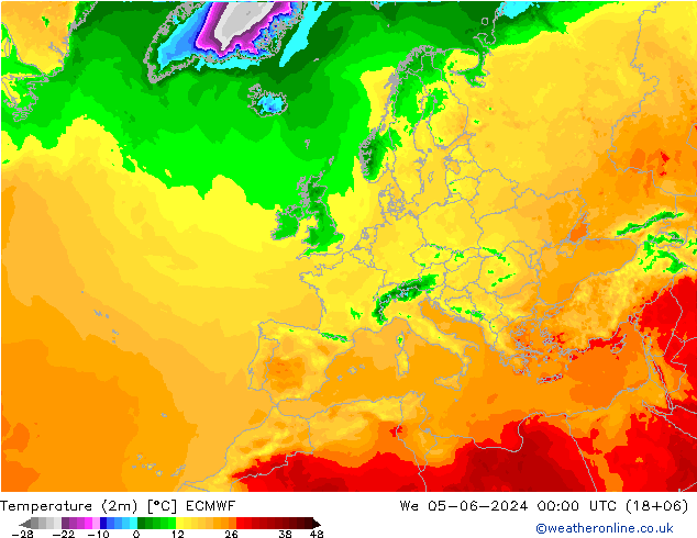 Temperature (2m) ECMWF We 05.06.2024 00 UTC