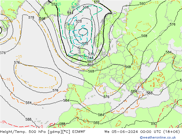 Height/Temp. 500 hPa ECMWF 星期三 05.06.2024 00 UTC