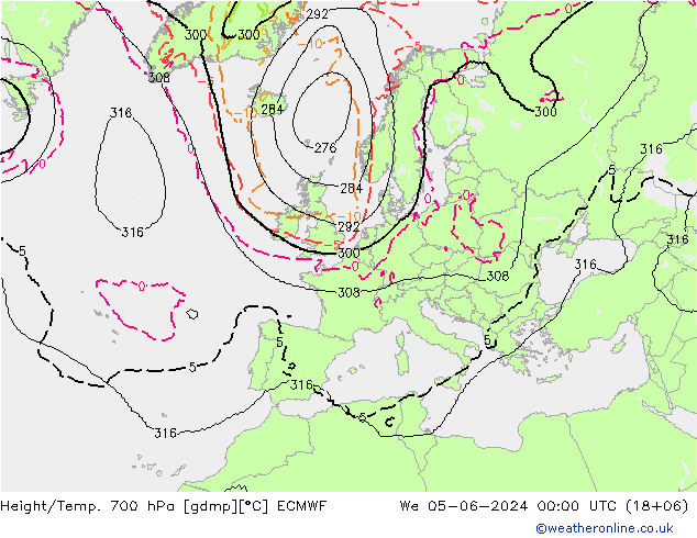 Height/Temp. 700 гПа ECMWF ср 05.06.2024 00 UTC