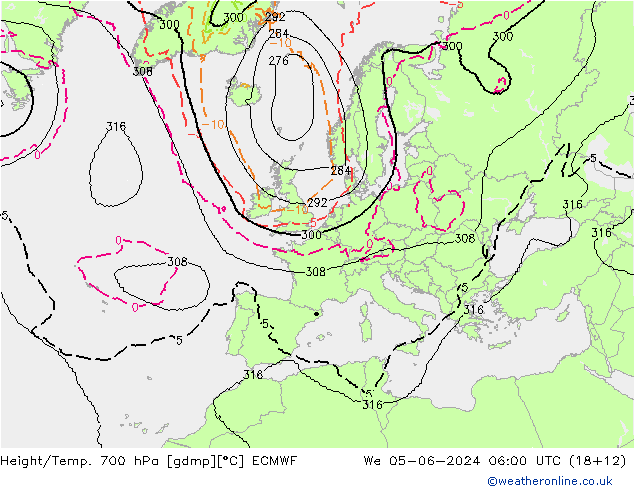 Height/Temp. 700 гПа ECMWF ср 05.06.2024 06 UTC