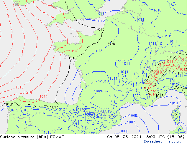 Yer basıncı ECMWF Cts 08.06.2024 18 UTC