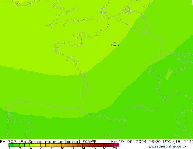 RH 700 hPa Spread ECMWF  10.06.2024 18 UTC