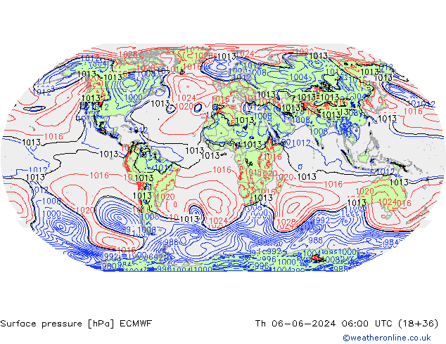 Yer basıncı ECMWF Per 06.06.2024 06 UTC