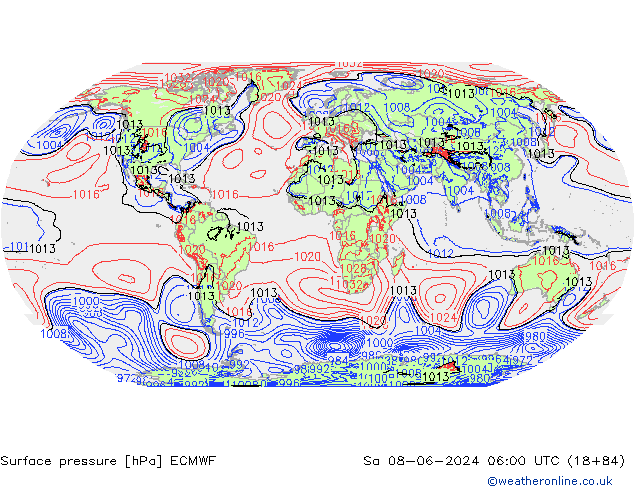 Bodendruck ECMWF Sa 08.06.2024 06 UTC