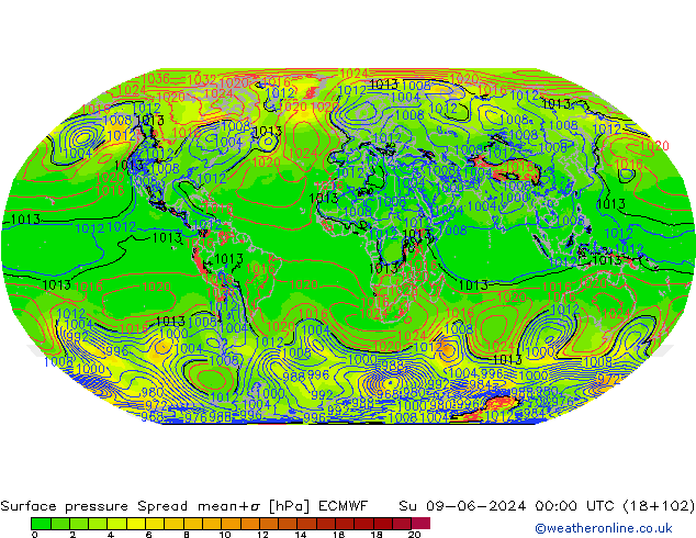 pressão do solo Spread ECMWF Dom 09.06.2024 00 UTC