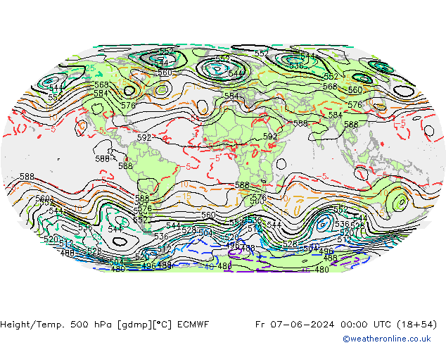 Height/Temp. 500 hPa ECMWF Fr 07.06.2024 00 UTC