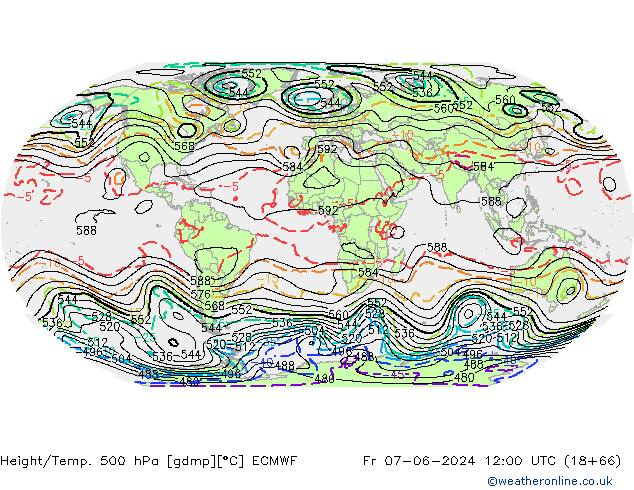 Height/Temp. 500 hPa ECMWF Fr 07.06.2024 12 UTC