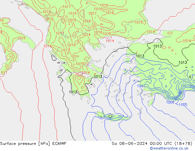 pressão do solo ECMWF Sáb 08.06.2024 00 UTC