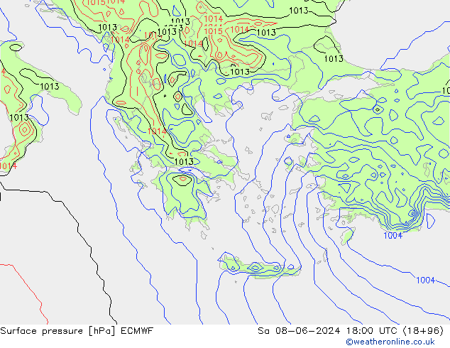 Atmosférický tlak ECMWF So 08.06.2024 18 UTC