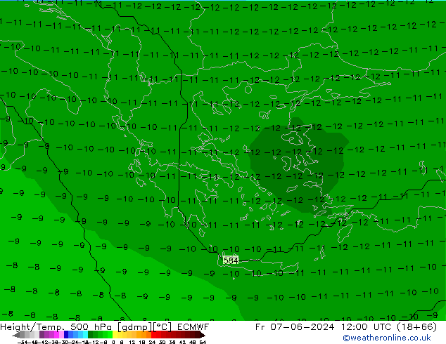 Geop./Temp. 500 hPa ECMWF vie 07.06.2024 12 UTC