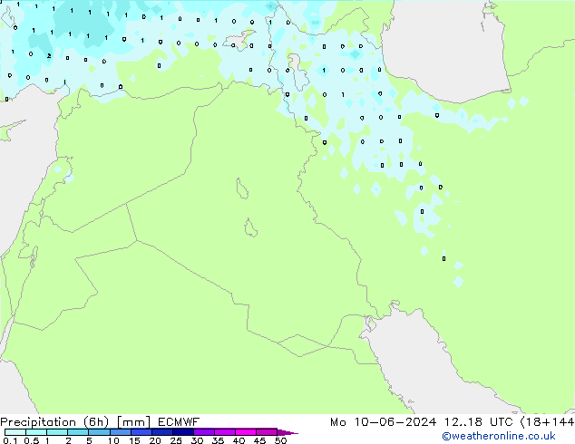 Precipitação (6h) ECMWF Seg 10.06.2024 18 UTC