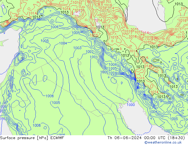 pressão do solo ECMWF Qui 06.06.2024 00 UTC