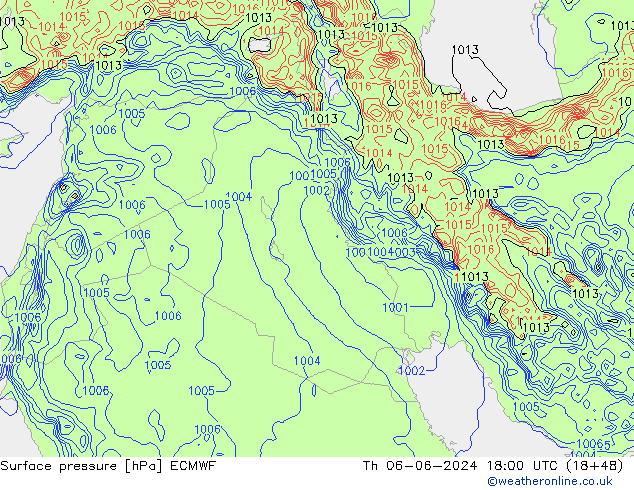 Surface pressure ECMWF Th 06.06.2024 18 UTC