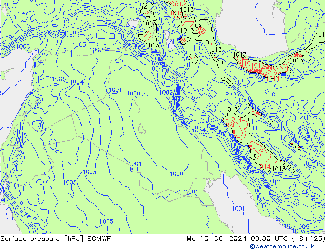 Surface pressure ECMWF Mo 10.06.2024 00 UTC