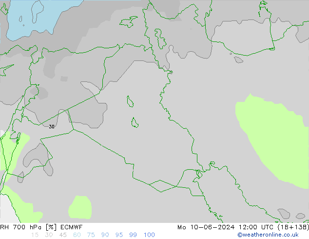 RH 700 hPa ECMWF Po 10.06.2024 12 UTC