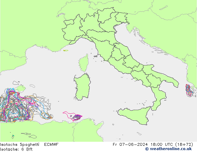 Izotacha Spaghetti ECMWF pt. 07.06.2024 18 UTC