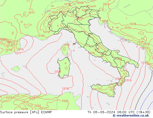 Surface pressure ECMWF Th 06.06.2024 06 UTC