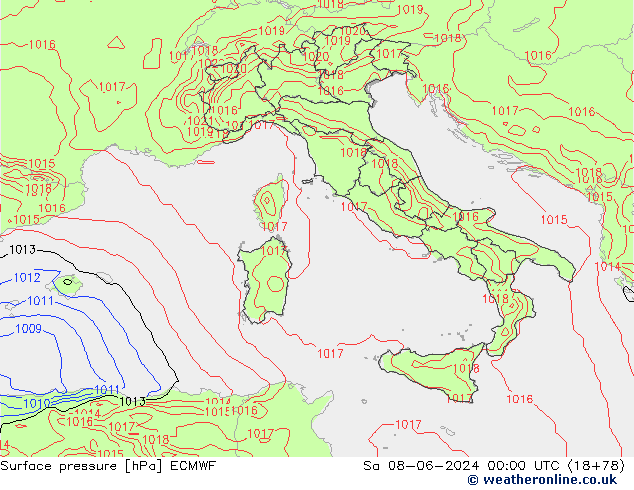 pressão do solo ECMWF Sáb 08.06.2024 00 UTC