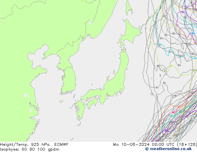 Height/Temp. 925 hPa ECMWF Mo 10.06.2024 00 UTC