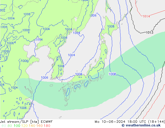 Jet stream/SLP ECMWF Po 10.06.2024 18 UTC