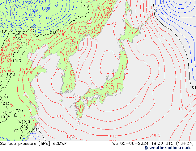 ciśnienie ECMWF śro. 05.06.2024 18 UTC