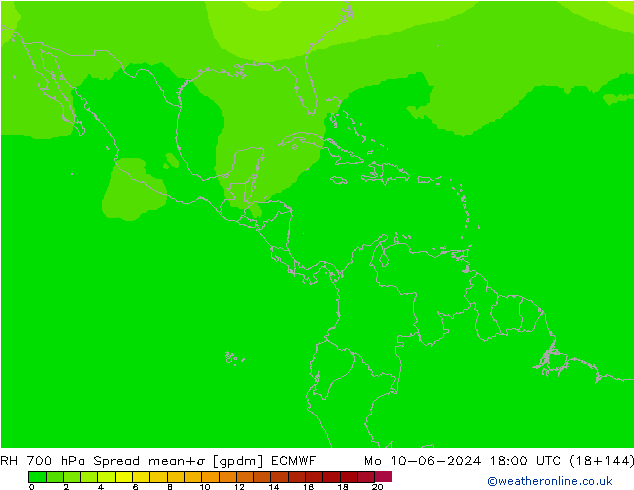 RH 700 hPa Spread ECMWF Mo 10.06.2024 18 UTC