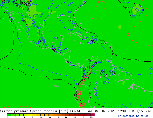 Surface pressure Spread ECMWF We 05.06.2024 18 UTC