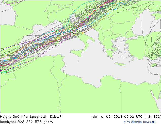 500 hPa Yüksekliği Spaghetti ECMWF Pzt 10.06.2024 06 UTC