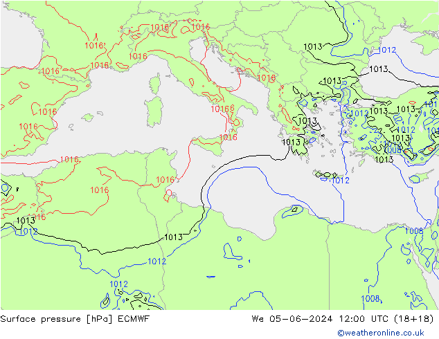 Bodendruck ECMWF Mi 05.06.2024 12 UTC