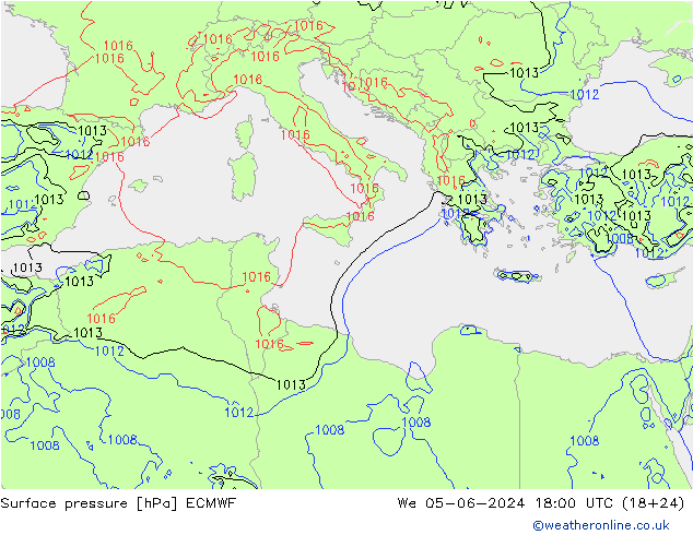 Surface pressure ECMWF We 05.06.2024 18 UTC